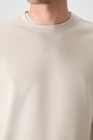 basic o yaka rahat form erkek sweatshirt - 88053 - Justyol