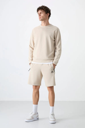 basic o yaka rahat form erkek sweatshirt - 88053 - Justyol