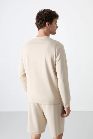 basic o yaka rahat form erkek sweatshirt - 88053 - Justyol