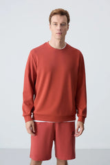 basic o yaka rahat form erkek sweatshirt - 88053 - Justyol