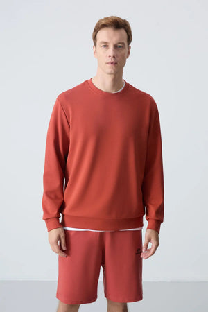 basic o yaka rahat form erkek sweatshirt - 88053 - Justyol