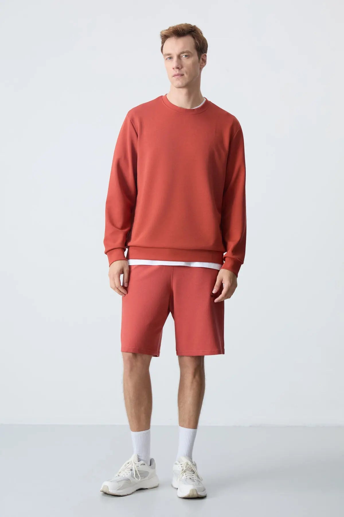 basic o yaka rahat form erkek sweatshirt - 88053 - Justyol