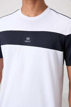 polyester nefes alan dokulu ince esnek standart fit erkek performans t-shirt - 88396 - Justyol