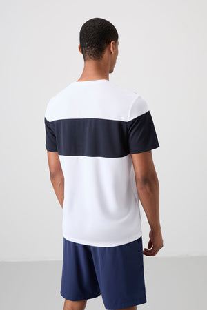 polyester nefes alan dokulu ince esnek standart fit erkek performans t-shirt - 88396 - Justyol