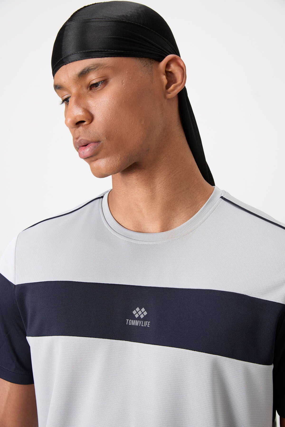 polyester nefes alan dokulu ince esnek standart fit erkek performans t-shirt - 88396 - Justyol