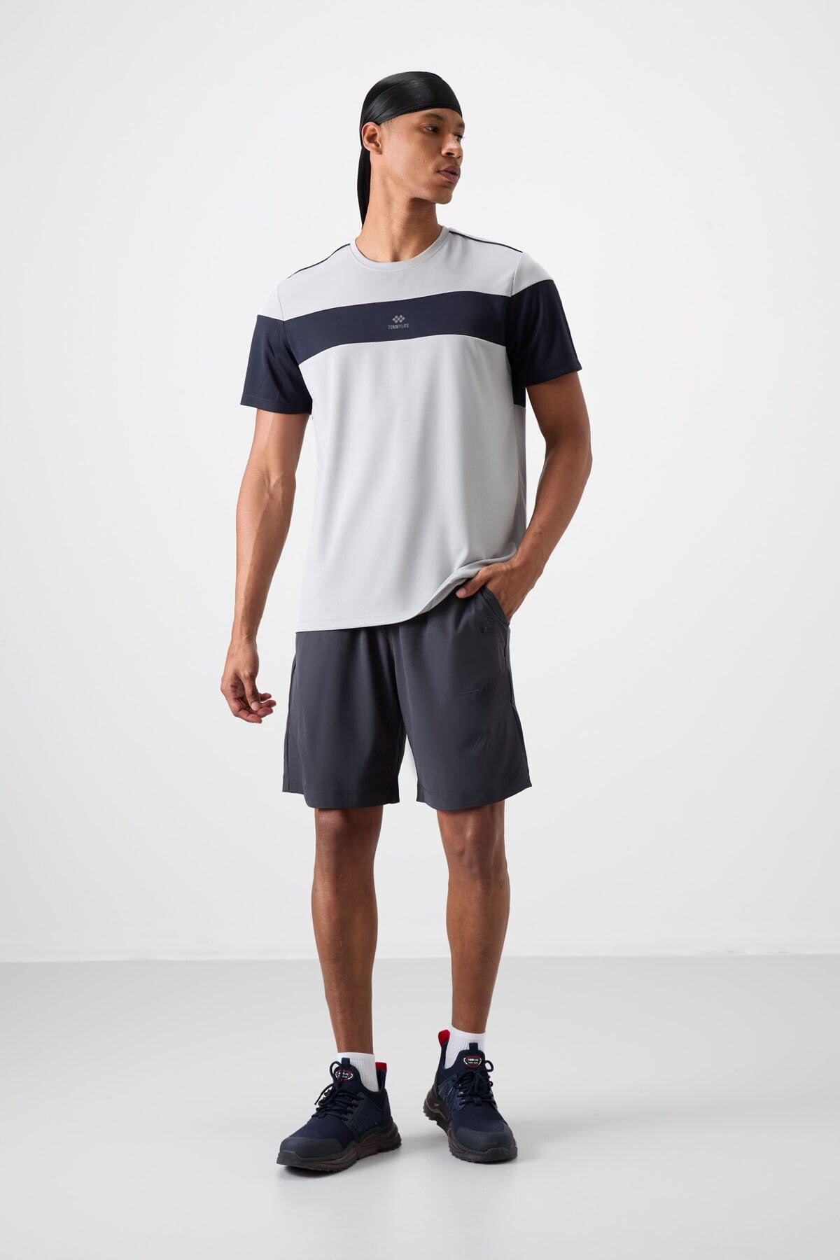 polyester nefes alan dokulu ince esnek standart fit erkek performans t-shirt - 88396 - Justyol