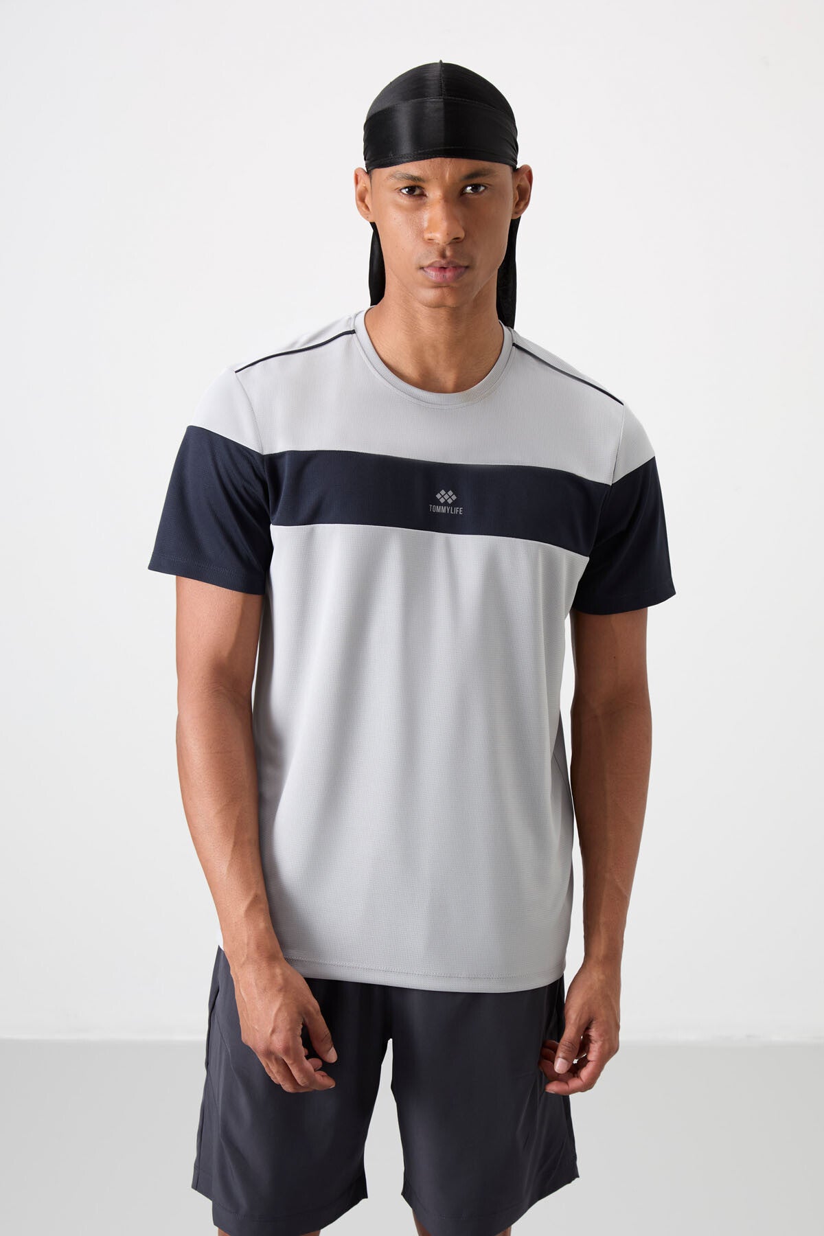 polyester nefes alan dokulu ince esnek standart fit erkek performans t-shirt - 88396 - Justyol