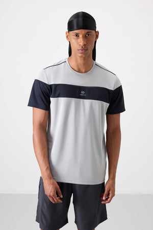 polyester nefes alan dokulu ince esnek standart fit erkek performans t-shirt - 88396 - Justyol