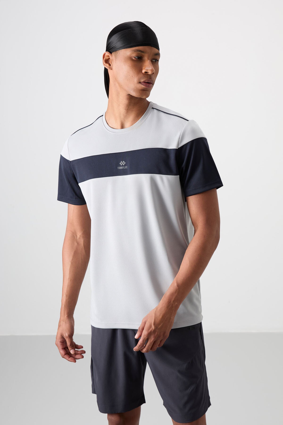 polyester nefes alan dokulu ince esnek standart fit erkek performans t-shirt - 88396 - Justyol