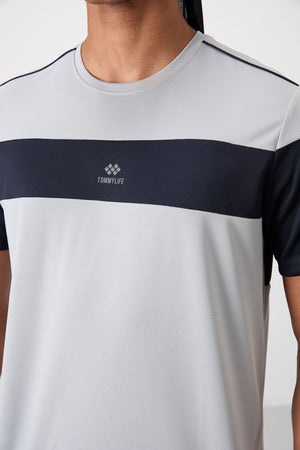 polyester nefes alan dokulu ince esnek standart fit erkek performans t-shirt - 88396 - Justyol