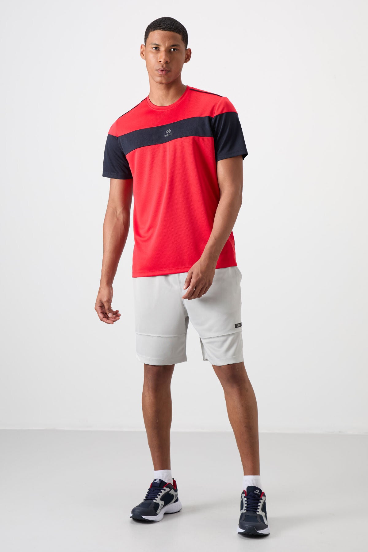 polyester nefes alan dokulu ince esnek standart fit erkek performans t-shirt - 88396 - Justyol