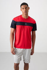 polyester nefes alan dokulu ince esnek standart fit erkek performans t-shirt - 88396 - Justyol