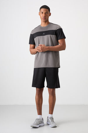 polyester nefes alan dokulu ince esnek standart fit erkek performans t-shirt - 88396 - Justyol