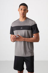 polyester nefes alan dokulu ince esnek standart fit erkek performans t-shirt - 88396 - Justyol