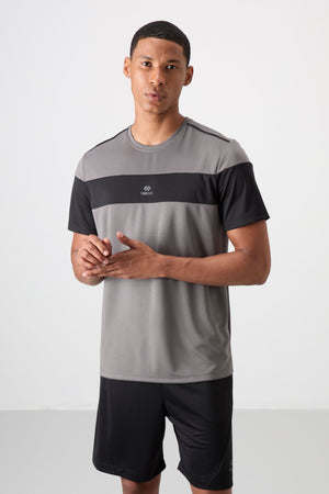 polyester nefes alan dokulu ince esnek standart fit erkek performans t-shirt - 88396 - Justyol