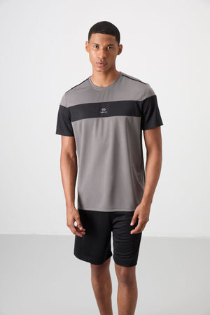 polyester nefes alan dokulu ince esnek standart fit erkek performans t-shirt - 88396 - Justyol