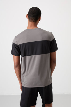 polyester nefes alan dokulu ince esnek standart fit erkek performans t-shirt - 88396 - Justyol