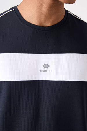 polyester nefes alan dokulu ince esnek standart fit erkek performans t-shirt - 88396 - Justyol