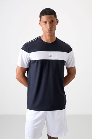 polyester nefes alan dokulu ince esnek standart fit erkek performans t-shirt - 88396 - Justyol