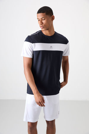 polyester nefes alan dokulu ince esnek standart fit erkek performans t-shirt - 88396 - Justyol