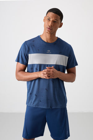 polyester nefes alan jakarli ince esnek standart fit erkek performans t-shirt - 88398 - Justyol
