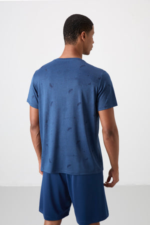polyester nefes alan jakarli ince esnek standart fit erkek performans t-shirt - 88398 - Justyol