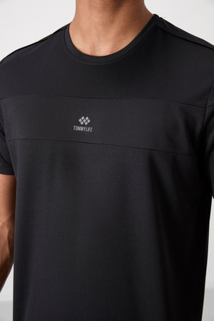 polyester nefes alan dokulu ince esnek standart fit erkek performans t-shirt - 88396 - Justyol