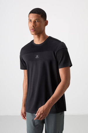 polyester nefes alan dokulu ince esnek standart fit erkek performans t-shirt - 88396 - Justyol