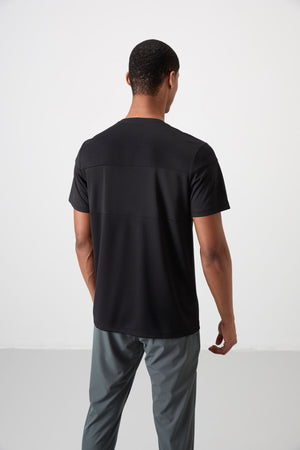 polyester nefes alan dokulu ince esnek standart fit erkek performans t-shirt - 88396 - Justyol
