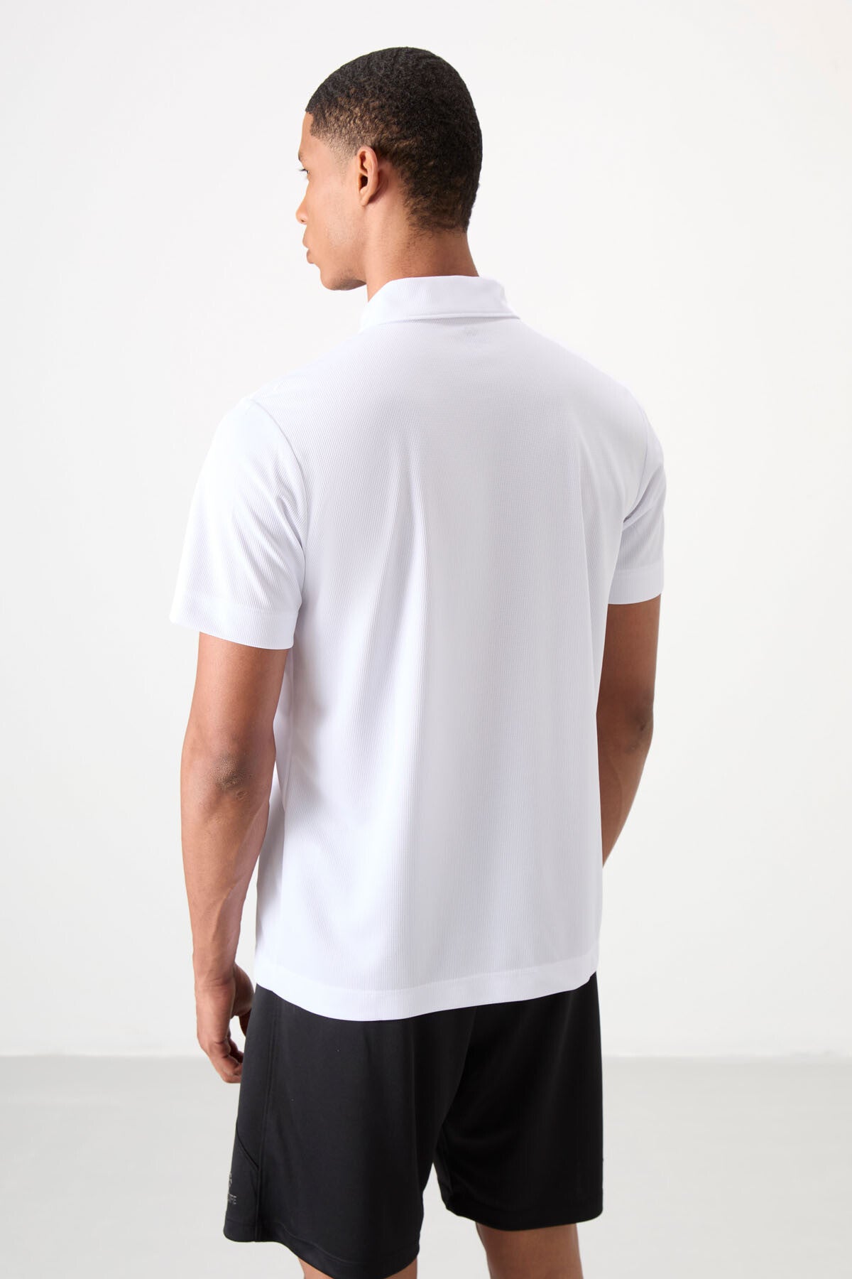 polyester nefes alan dokulu ince esnek standart fit polo yaka erkek performans t-shirt - 88392 - Justyol