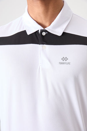 polyester nefes alan dokulu ince esnek standart fit polo yaka erkek performans t-shirt - 88392 - Justyol