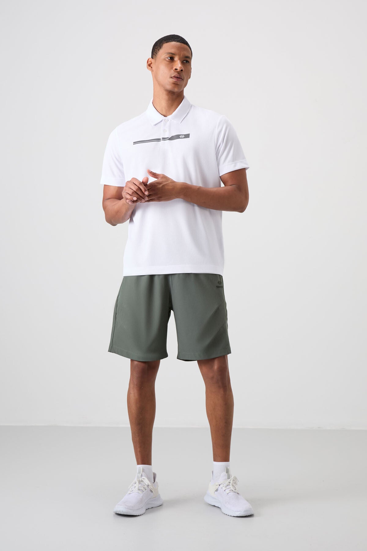 polyester nefes alan dokulu ince esnek standart fit polo yaka erkek performans t-shirt - 88393 - Justyol