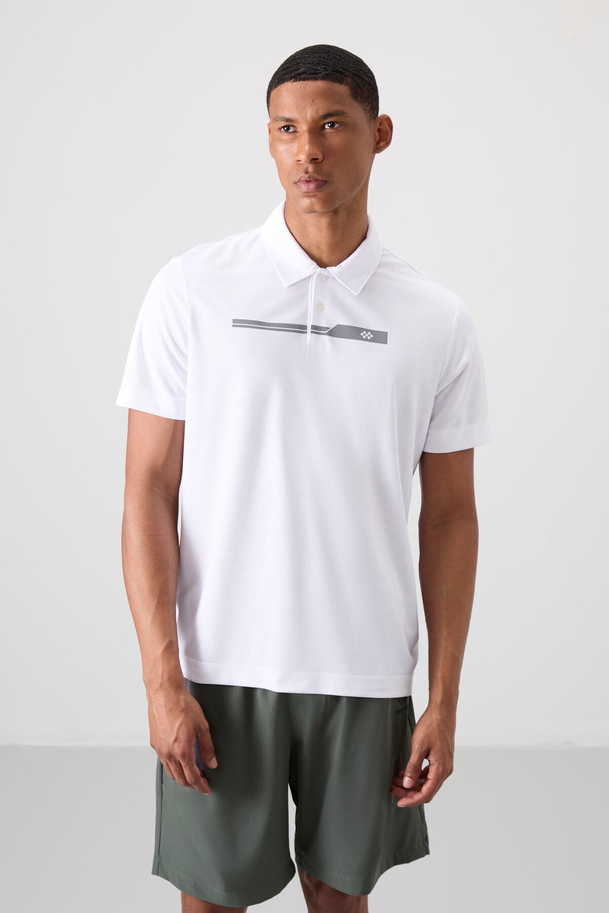 polyester nefes alan dokulu ince esnek standart fit polo yaka erkek performans t-shirt - 88393 - Justyol