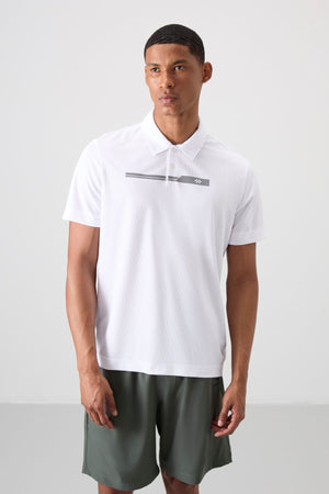 polyester nefes alan dokulu ince esnek standart fit polo yaka erkek performans t-shirt - 88393 - Justyol