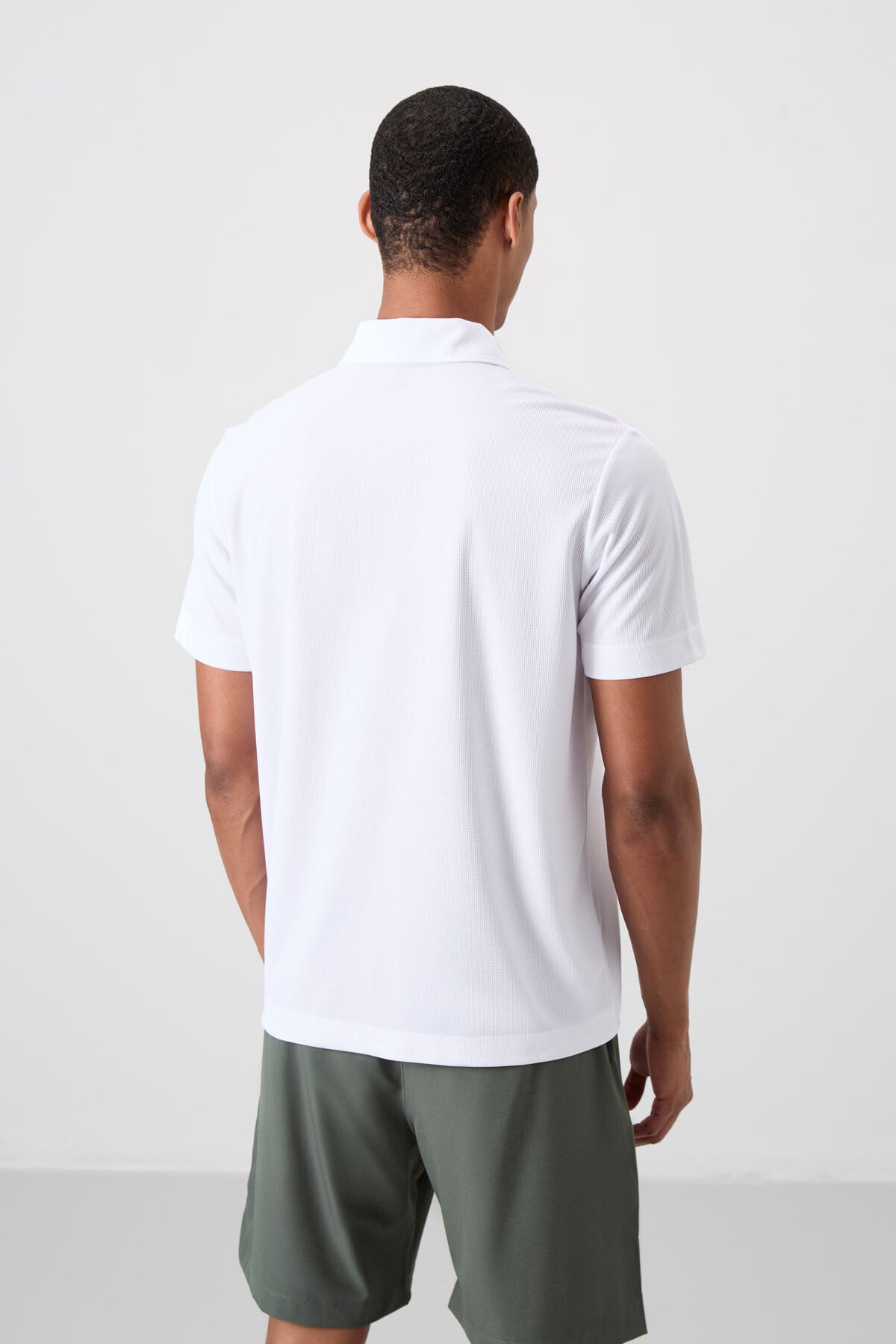 polyester nefes alan dokulu ince esnek standart fit polo yaka erkek performans t-shirt - 88393 - Justyol