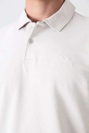 basic logolu standart kalip triko polo yaka erkek t-shirt - 87748 - Justyol