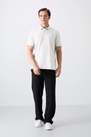 basic logolu standart kalip triko polo yaka erkek t-shirt - 87748 - Justyol