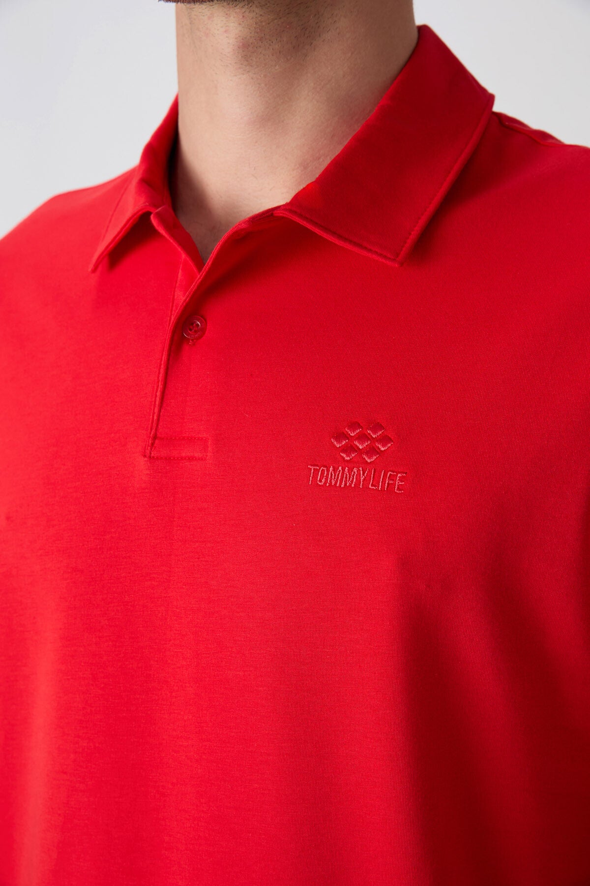 pamuklu kalin yumuşak dokulu standart fit basic polo yaka erkek t-shirt - 88348 - Justyol