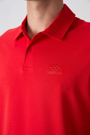 pamuklu kalin yumuşak dokulu standart fit basic polo yaka erkek t-shirt - 88348 - Justyol