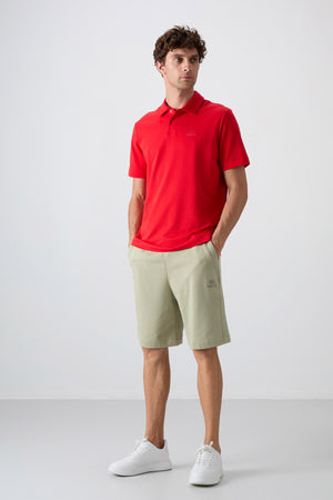 pamuklu kalin yumuşak dokulu standart fit basic polo yaka erkek t-shirt - 88348 - Justyol