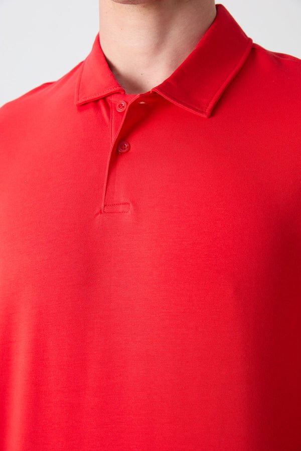 pamuklu kalin yumuşak dokulu standart fit basic polo yaka erkek t-shirt - 88351 - Justyol