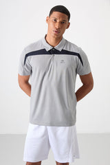 polyester nefes alan dokulu ince esnek standart fit polo yaka erkek performans t-shirt - 88392 - Justyol