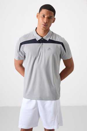 polyester nefes alan dokulu ince esnek standart fit polo yaka erkek performans t-shirt - 88392 - Justyol