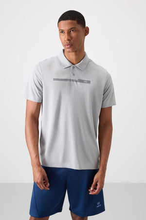 polyester nefes alan dokulu ince esnek standart fit polo yaka erkek performans t-shirt - 88393 - Justyol