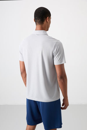 polyester nefes alan dokulu ince esnek standart fit polo yaka erkek performans t-shirt - 88393 - Justyol