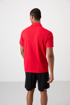 polyester nefes alan dokulu ince esnek standart fit polo yaka erkek performans t-shirt - 88392 - Justyol