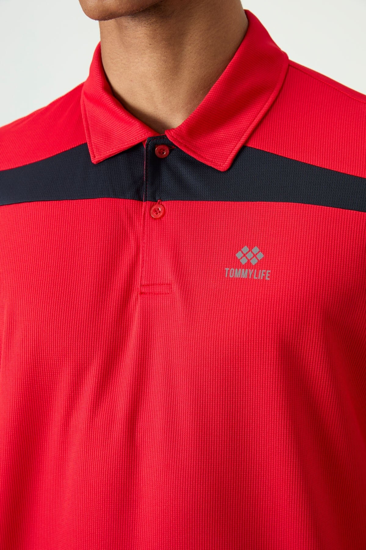 polyester nefes alan dokulu ince esnek standart fit polo yaka erkek performans t-shirt - 88392 - Justyol