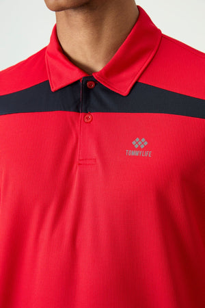 polyester nefes alan dokulu ince esnek standart fit polo yaka erkek performans t-shirt - 88392 - Justyol