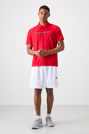 polyester nefes alan dokulu ince esnek standart fit polo yaka erkek performans t-shirt - 88393 - Justyol