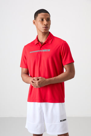 polyester nefes alan dokulu ince esnek standart fit polo yaka erkek performans t-shirt - 88393 - Justyol